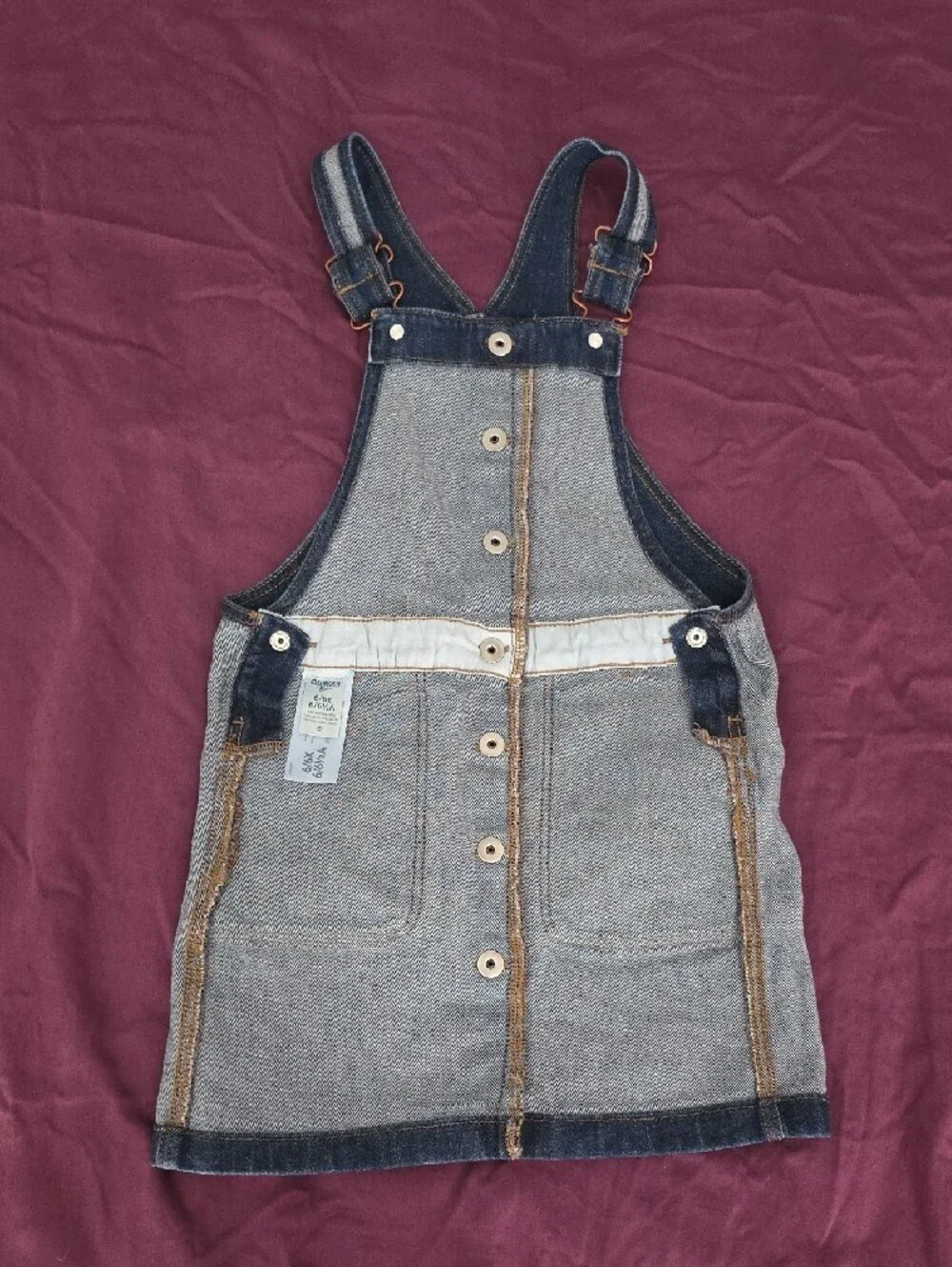 OshKosh B'gosh Dark Blue Denim Button-Front Overall Dress